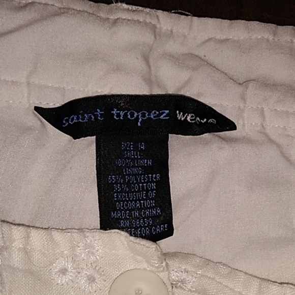 White linen lined shorts sz 14 - Picture 2 of 3